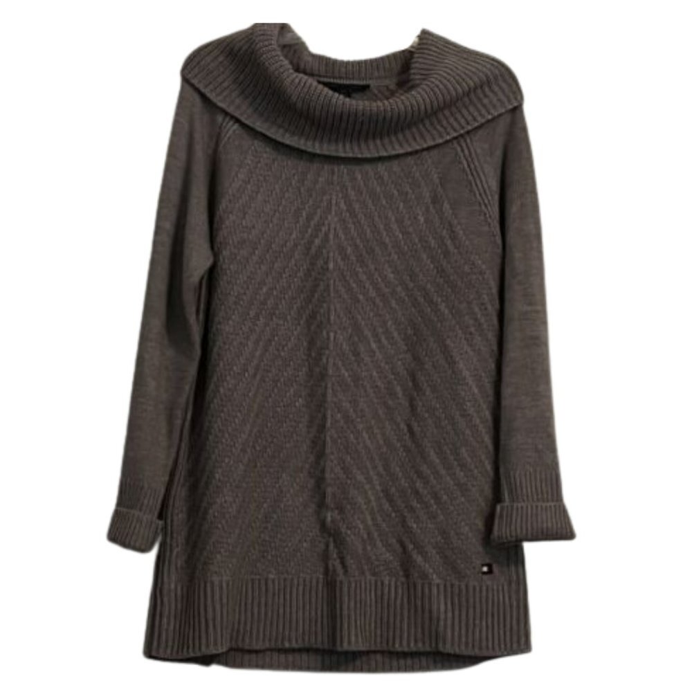 Tommy Hilfiger Women Light Gray Knit Cowl Neck Dolman Long Sleeve Sweater Size L